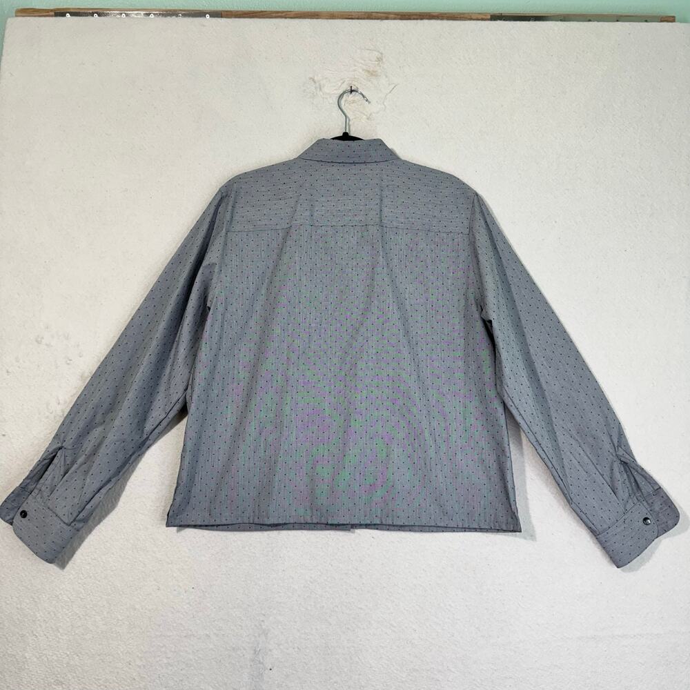 Foxcroft Silver Grey Button-Up Collared Boxy Shirt Polka Dots Pattern Size 12 - Picture 4 of 6